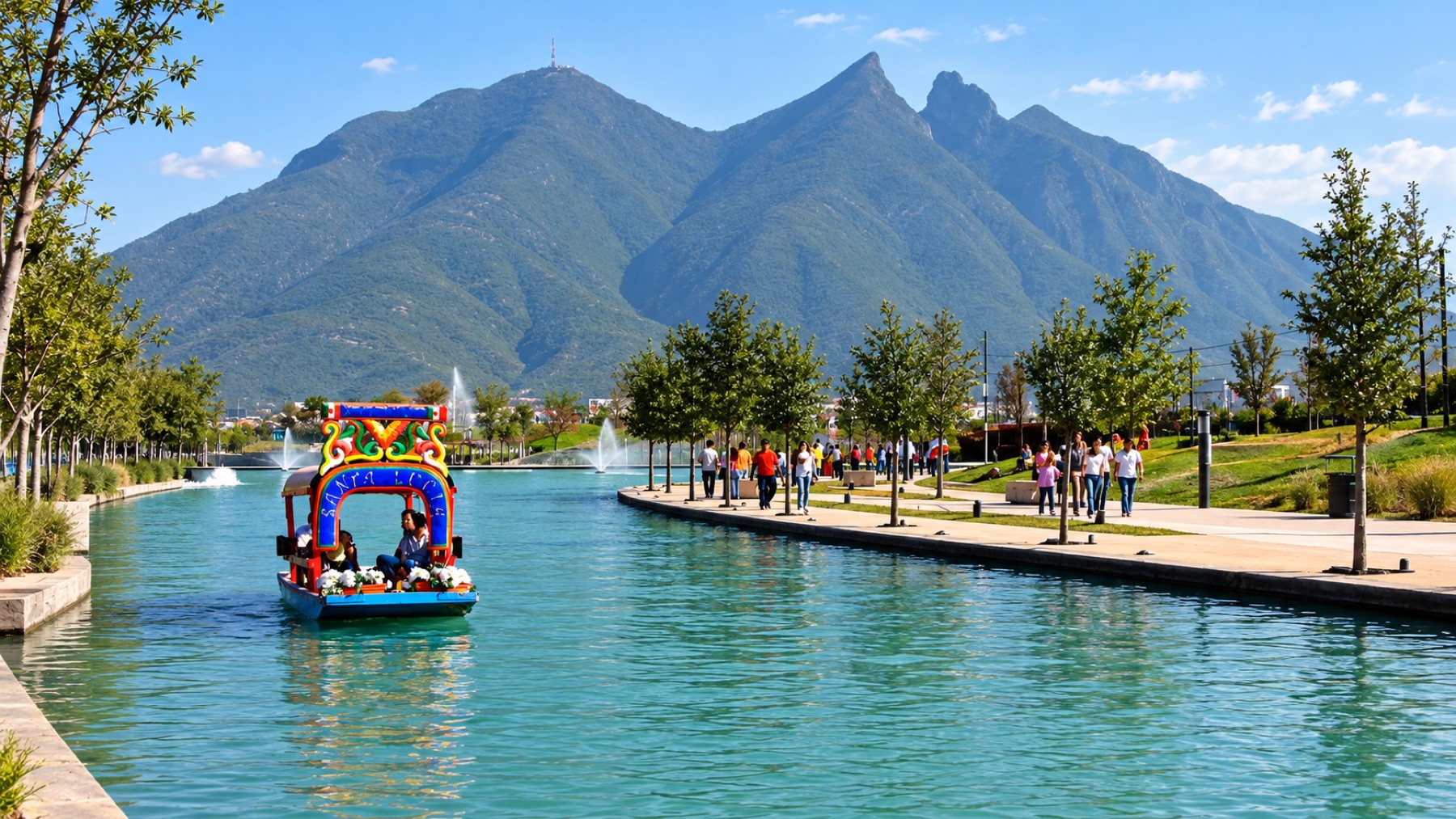 Paseo Santa Lucía con el Cerro de la Silla al fondo